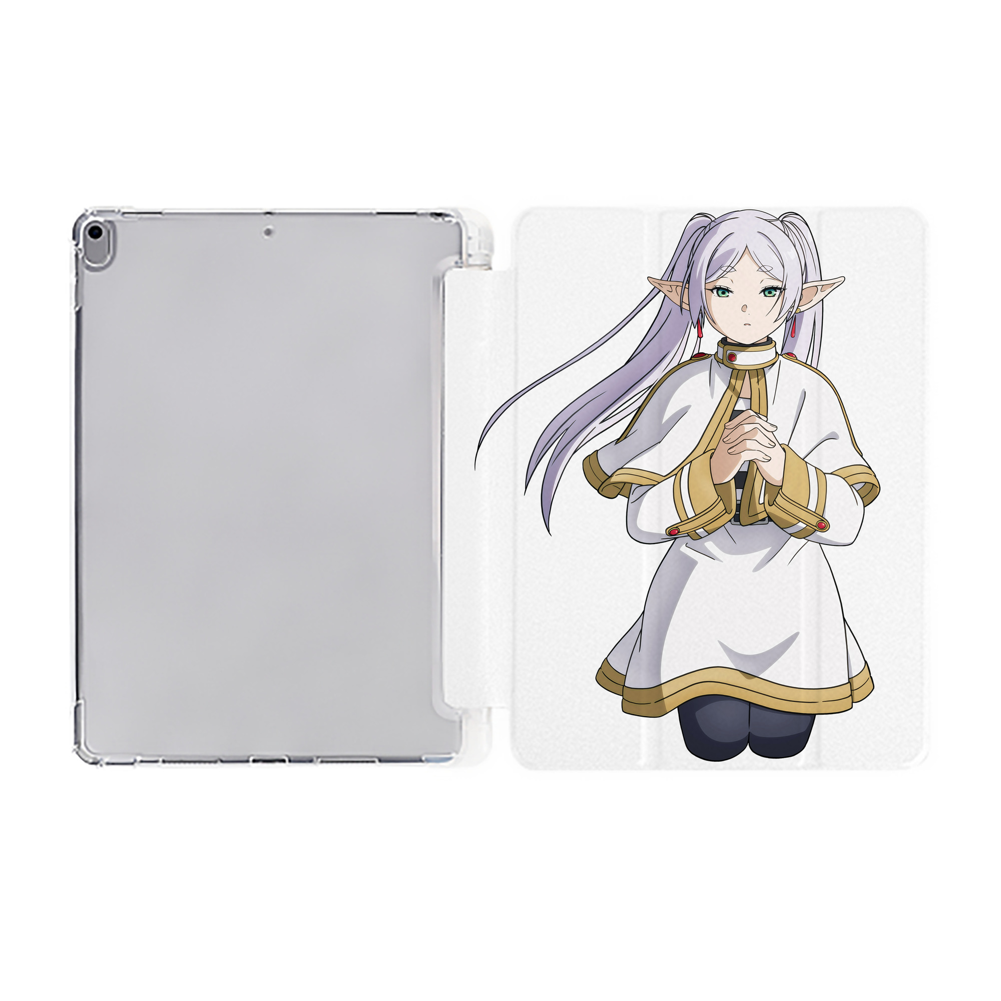 （画像用） 葬送のフリーレン Frieren IPad ケース ペン収納付き 三つ折りスタンド PUレザー×シリコン 対応機種9.5/10.5/10.9インチ